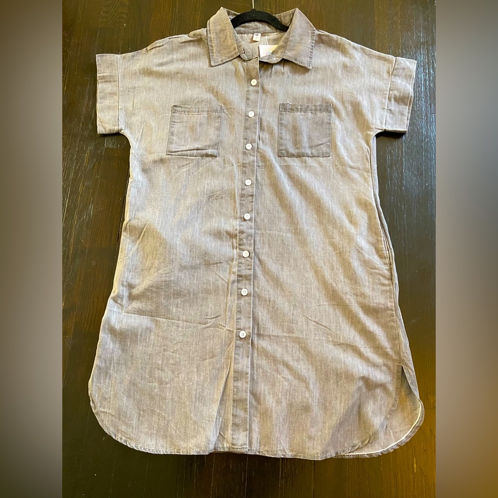 Short sleeve shirt dress with pockets